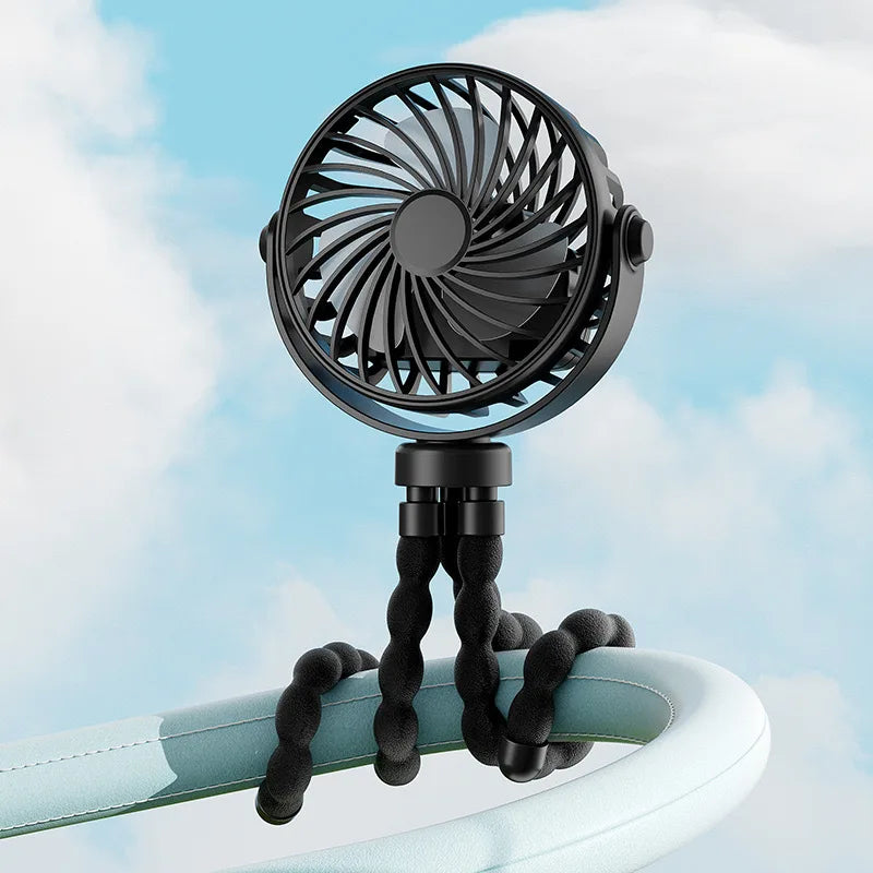 Baby 3 Speeds Stroller Mini Fan With Light Portable USB Charging Fan Mobile Phone Holder Stroller Accessories Baby Newborn Items