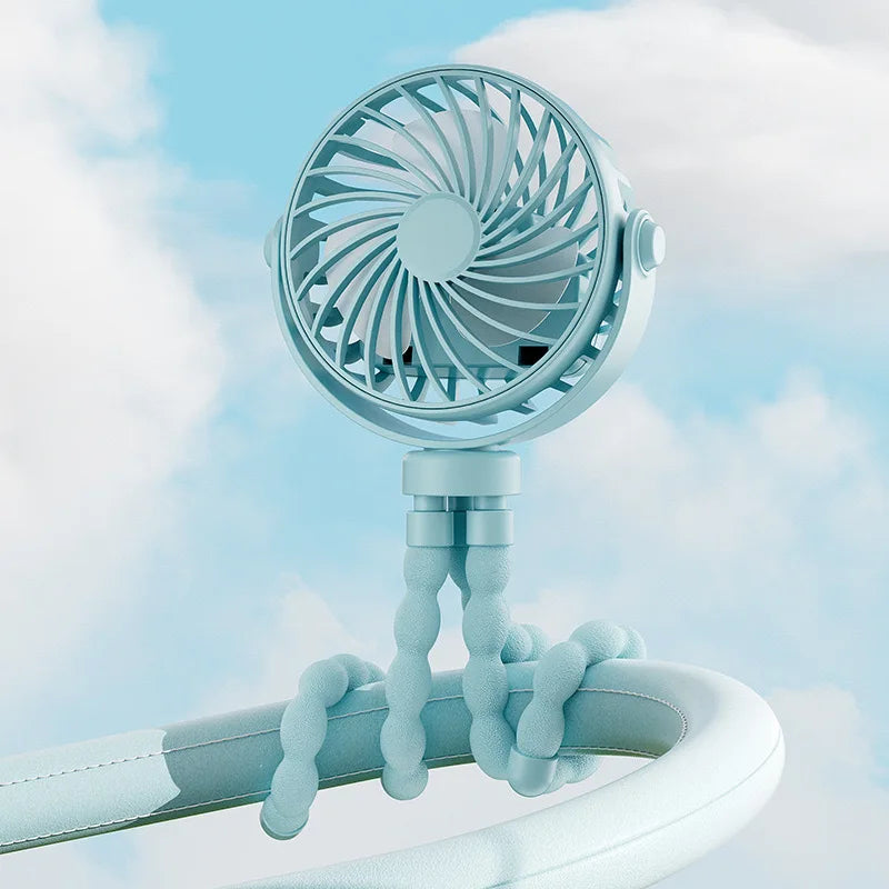 Baby 3 Speeds Stroller Mini Fan With Light Portable USB Charging Fan Mobile Phone Holder Stroller Accessories Baby Newborn Items