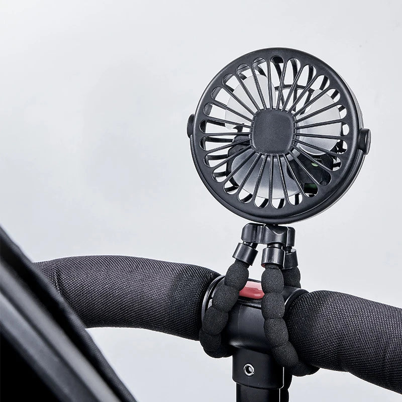 Baby 3 Speeds Stroller Mini Fan With Light Portable USB Charging Fan Mobile Phone Holder Stroller Accessories Baby Newborn Items
