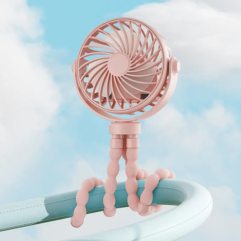 Baby 3 Speeds Stroller Mini Fan With Light Portable USB Charging Fan Mobile Phone Holder Stroller Accessories Baby Newborn Items